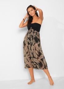 Bandeau-Strandkleid aus leichtem Chiffon in schwarz, Gr&ouml;sse 50, bonprix
