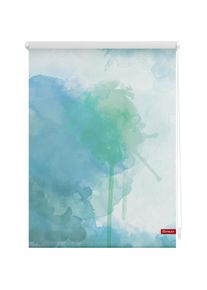 LICHTBLICK Original, LICHTBLICK ORIGINAL Seitenzugrollo &raquo;Klemmfix Motiv Aquarell&laquo; Lichtschutz ohne Bohren freih&auml;ngend bedruckt, blau, gr&uuml;n, wei&szlig;, 