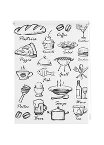 LICHTBLICK Original, LICHTBLICK ORIGINAL Seitenzugrollo &raquo;Klemmfix Motiv Men&uuml;&laquo; Lichtschutz ohne Bohren freih&auml;ngend bedruckt, schwarz, wei&szlig;, wei&szlig;, 