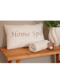 Coussin d&eacute;co en tissu sherpa moelleux en blanc50x30 cm, bonprix