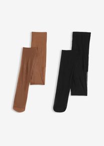 Lot de 2 collants 20den en noir, Taille 40/42 (M), Couleur/Motif: noir + marron clair, bonprix