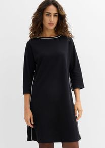 Shirtkleid aus Bio Bauwolle mit Kontrastpiping in schwarz, Gr&ouml;sse 36/38 (S), 100% Baumwolle, bonprix