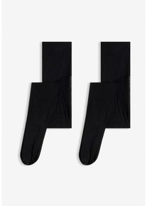 Lot de 2 collants transparents avec ceinture confort 30D en noir, Taille 44/46 (L), Couleur/Motif: noir + noir l&eacute;opard, bonprix