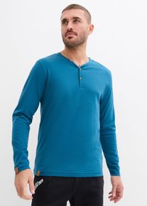 Langarm-Henleyshirt aus reiner Bio-Baumwolle (2er Pack) in petrol, Gr&ouml;sse 52/54 (L), 100% Baumwolle, bonprix