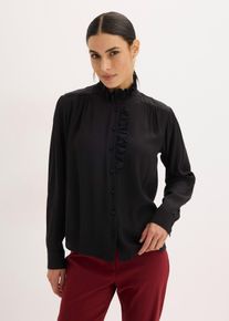 Bluse aus luftigem Cr&ecirc;pe in schwarz, Gr&ouml;sse 42, bonprix