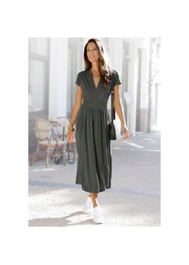 Lascana, Unisex, Lascana Midikleid mit Reissverschluss am Ausschnitt, figurbetont, sportlich-elegant, dunkelgr&uuml;n, 46, N-Gr, Midikleid mit 