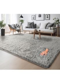 my home, my home Hochflor-Teppich &raquo;Serville&laquo; rechteckig 37 mm H&ouml;he Kuschelteppich, Uni Farben, sehr weicher Flor, Wohnzimmer, silber, Polyester, 37 mm