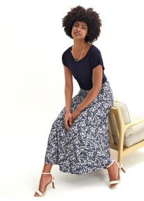 WITT Damen Maxirock in Bahnenform, marine-ecru-bedruckt, Gr&ouml;&szlig;e 50, 95% Viskose, 5% Elasthan