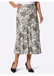 WITT Damen Satinrock mit Dehnbund hinten, leicht ausgestellt, ecru-schwarz-bedruckt, Gr&ouml;&szlig;e 24, 100% Viskose