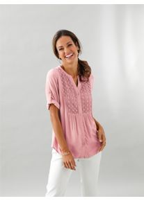 WITT Damen Tunika mit floraler Stickerei, rosenquarz, Gr&ouml;&szlig;e 54, 100% Viskose. Spitzenbesatz: 100% Baumwolle