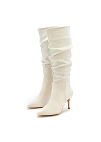 Lascana, Unisex, Lascana Reissverschlussstiefel mit modischer Raffung, Langschaft, High-Heel Stiefelette,Slouchy Boots, beige, 42, Mit modischer 