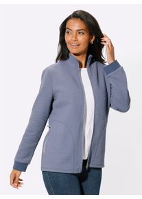 Witt Damen Sweatjacke in Struktur-Qualit&auml;t, taubenblau, Gr&ouml;&szlig;e 52/54, 80% Polyester, 18% Baumwolle, 2% Elasthan