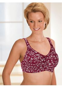 WITT Damen BH ohne B&uuml;gel mit gepolsterten Tr&auml;gern, bedruckt, bordeaux-bedruckt, Gr&ouml;&szlig;e 100D, 96% Baumwolle, 4% Elasthan