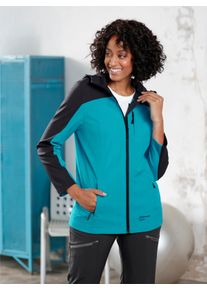 Witt Damen Softshelljacke mit Brusttasche, schwarz-t&uuml;rkis, Gr&ouml;&szlig;e 36/38, 94% Polyester, 6% Elasthan