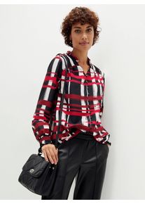 WITT Damen Langarm-Bluse mit R&uuml;schendetails, rot-schwarz-gemustert, Gr&ouml;&szlig;e 46, 100% Polyester