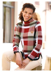 WITT Damen Stehkragenpullover mit Karomuster, schwarz-dunkelrot-gemustert, Gr&ouml;&szlig;e 40, 50% Baumwolle, 50% Polyacryl