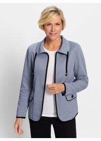 WITT Damen Jerseyblazer in strukturierter Qualit&auml;t, taubenblau, Gr&ouml;&szlig;e 42, 97% Polyester, 3% Elasthan