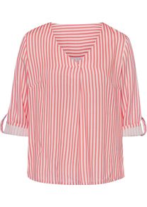 Heine Damen Schlupfbluse mit V-Ausschnitt grapefruit-ecru-gestreift