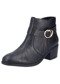 Rieker, Unisex, Stiefelette , Ankleboots, Blockabsatz, mit Innenreissverschluss, schwarz, 37, Stiefelette mit trendiger Zierschnalle