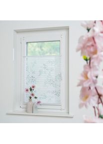 Liedeco, Plissee &raquo;Ausbrenner Blatt&laquo; Lichtschutz ohne Bohren verspannt, wei&szlig;, wei&szlig;, Obermaterial: 95% Polyester, 5% sonstige Fasern