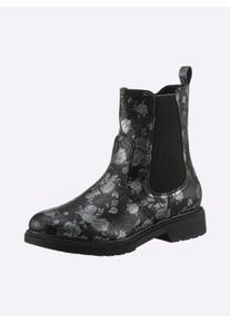 Jana Witt Damen Stiefelette, schwarz-gebl&uuml;mt, Gr&ouml;&szlig;e 39, 100% Lederimitat