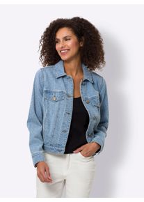 Heine Witt Damen Jeansjacke mit Streifen-Struktur, blue-bleached, Gr&ouml;&szlig;e 48, 100% Baumwolle