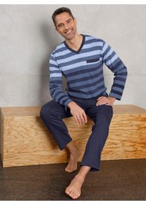 COMTE Witt Herren Schlafanzug, marine-gestreift, Gr&ouml;&szlig;e 56/58, 100% Baumwolle