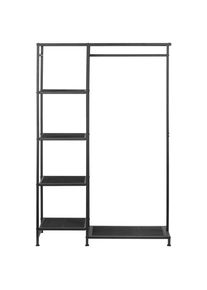 PBJ Garderobenschrank , Schwarz , Metall , 5 F&auml;cher , 100x165x36 cm , Garderobe, Garderobenschr&auml;nke