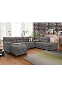 COTTA, COTTA Polstergarnitur &raquo;Royale U-Form&laquo; Set, Set bestehend aus: Wohnlandschaft & Hocker, grau,, B/H/T: 316 cm