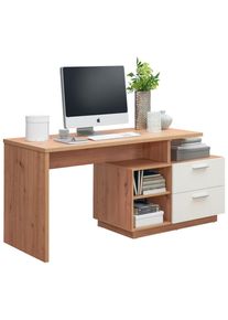 Xora Schreibtisch , Weiss, Eiche Artisan , Kunststoff , 2 Schubladen , rechteckig , Wange , 65x75x166 cm , Stauraum , B&uuml;rom&ouml;bel, Schreibtische, B&uuml;rotische