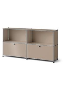 Tchibo - Metall-Sideboard &raquo;Cn3 Slim Line&laquo; mit 2 versetzbaren Klappenf&auml;chern - 152x30,5x82,5cm - taupe - Stahl / Aluminium / Kunststoff
