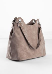 Handtasche in Velourslederoptik in braun, Gr&ouml;sse 24x31 cm, bonprix
