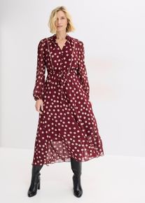 Chiffonkleid mit Kontrast-Pipings in rot, Gr&ouml;sse 42, bonprix
