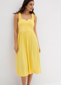 Shirtkleid mit leicht ausgestelltem Saum aus Baumwoll-Viskose-Mix in gelb, Gr&ouml;sse 48/50 (XL), bonprix