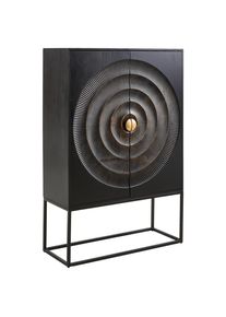 Landscape Highboard , Schwarz , Holz , Akazie , massiv , 2 F&auml;cher , 100x150x40 cm , Wohnzimmer, Wohnw&auml;nde, Wohnwand- Serien