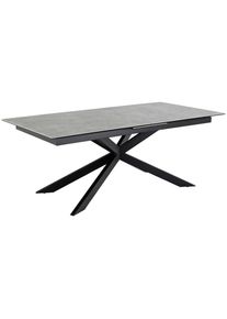 Mid.you Esstisch , Grau , Metall, Glas, Keramik , Marmoroptik , rechteckig , X-Form , 100x76x240 cm , ausziehbar, In verschiedenen Gr&ouml;ssen erh&auml;ltlich , Esszimmer, Esstische, Esstische Keramik