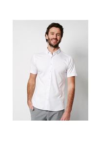 DESOTO, Herren, DESOTO Kurzarmhemd &raquo;Jerseyhemd Casual Modern Button Down halbarm&laquo; Flexibler Stretch, solid wei&szlig;, 3XL, N-Gr, Klassisches Kurzarmhemd 