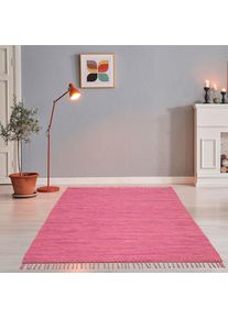 Theko, Theko Teppich &raquo;Happy Cotton Fleckerl, handgewebt&laquo; rechteckig 5 mm H&ouml;he Flachgewebe, reine Baumwolle, meliert, mit Fransen, auch als L&auml;ufer, 