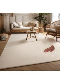 my home, my home Teppich &raquo;Ciney&laquo; rechteckig 16 mm H&ouml;he Kurzflor, Hoch-Tief Effekt, Uni Farben, Scandi Design, besonders weich, creme, Polyester, 16 mm