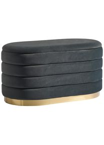 Mid.you Hocker , Dunkelgrau , Metall, Textil, Holzwerkstoff , oval , 80x42x42 cm , Stauraum , Wohnzimmer, Sessel, Hocker, Sitzhocker