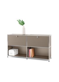 Tchibo - Sideboard Metall &raquo;Cn3&laquo; mit 2 versetzbaren Klappenf&auml;chern - 152x40x82,5cm - taupe - Stahl / Aluminium / Kunststoff