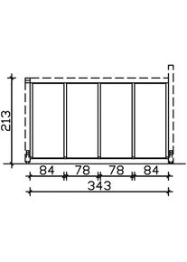 Skan Holz Seitenwand Polycarbonat Freistehend Naturbelassen, 343x200 cm