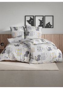 w&auml;schepur Witt Bettw&auml;sche, hellgrau-grau-bedruckt, Gr&ouml;&szlig;e 80x80 cm - Kissenbezug, 100% Baumwolle