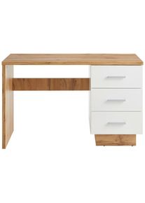 Hom&acute;in Hom`in Schreibtisch , Weiss, Eiche Wotan , Kunststoff , 3 Schubladen , rechteckig , Wange , 50x75x120 cm , B&uuml;rom&ouml;bel, Schreibtische, B&uuml;rotische