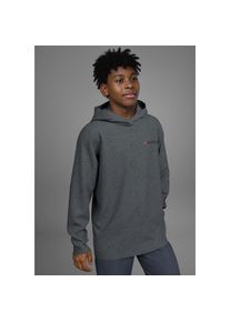 Kangaroos, Herren, Kangaroos Kapuzenshirt &raquo;Shirt mit &Auml;rmelprint&laquo; Meliertes Kapuzenshirt mit &Auml;rmelprint, anthrazit meliert, 140/146, Kapuzenshirt mit 