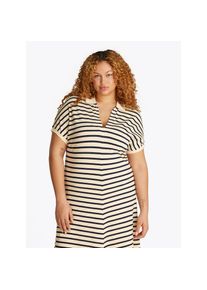 Tommy Hilfiger Curve, Unisex, Midikleid &raquo;CRV LYOCELL OPEN-NK MIDI DRESS&laquo; in Grossen Gr&ouml;ssen, Logostickerei, V-Ausschnitt, calico, schwarz night navy 