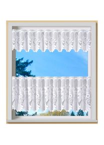 Weckbrodt-Gardinen Weckbrodt, Scheibengardine &raquo;Savannah&laquo; Stangendurchzug 1 Stk. tlg. Bistro, Jacquard, Bord&uuml;re, Kante, floral, Gardine, Store, wei&szlig;, Jacquard, Polyester