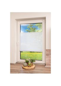 K-home, K-home Plissee &raquo;Klemmfix Pisa&laquo; Lichtschutz ohne Bohren verspannt Crushed-Optik, reinwei&szlig;, Obermaterial: 100% Polyester