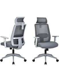 Inosign, Inosign B&uuml;rostuhl &raquo;Tallard, Mesh Schreibtischstuhl, ergonomische Ausstattung&laquo; () verstellbare Kopfst&uuml;tze, Lumbalst&uuml;tze & Armlehnen, grau, B/H