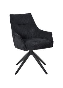 Mid.you Armlehnstuhl , Schwarz , Metall, Textil , Drehkreuz , 61x87x65 cm , Sitzfl&auml;che 360&deg; drehbar , Esszimmer, St&uuml;hle, Polsterst&uuml;hle